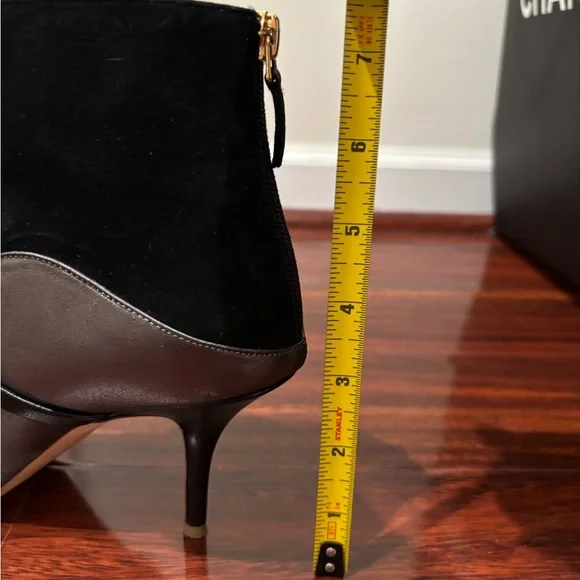 Malone Souliers Pointed Toe Black Suede and Silver Leather Ankle Boots - Picture 8 of 9